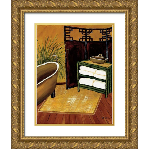 Bamboo Bath Gold Ornate Wood Framed Art Print with Double Matting by Sewell, Krista