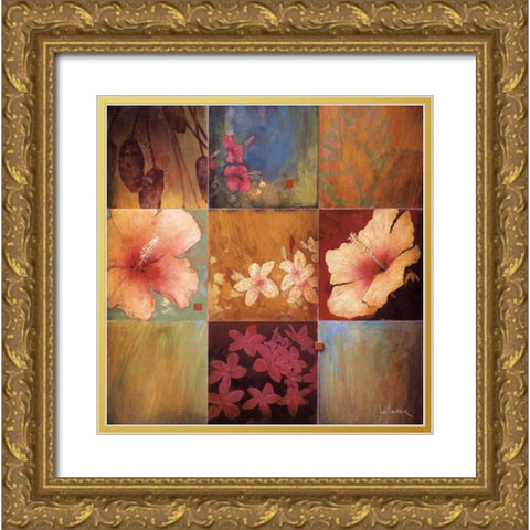 Tropical Nine Patch II Gold Ornate Wood Framed Art Print with Double Matting by Li-Leger, Don