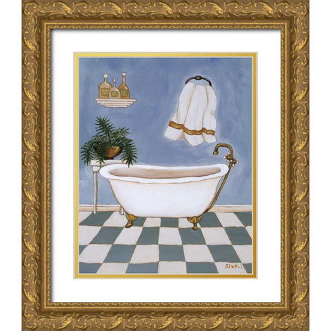 Blue Mood II Gold Ornate Wood Framed Art Print with Double Matting by Sewell, Krista
