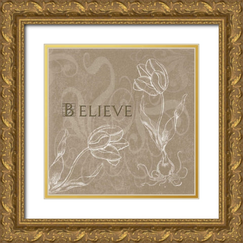 Believe Gold Ornate Wood Framed Art Print with Double Matting by Tanner, Jan