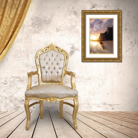 Secret Beach Sunrise III Gold Ornate Wood Framed Art Print with Double Matting by Frates, Dennis