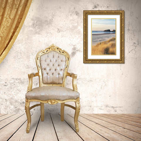 Dune Grass and Beach I Gold Ornate Wood Framed Art Print with Double Matting by Frates, Dennis