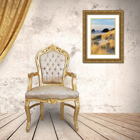 Dune Grass and Beach II Gold Ornate Wood Framed Art Print with Double Matting by Frates, Dennis