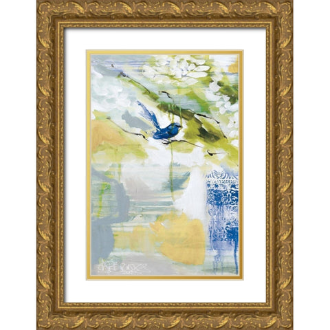 Blue Wrens I Gold Ornate Wood Framed Art Print with Double Matting by Jones, A.