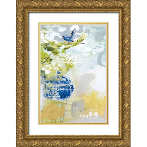 Blue Wrens III Gold Ornate Wood Framed Art Print with Double Matting by Jones, A.