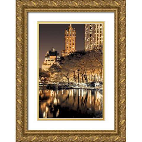 Central Park Glow II Gold Ornate Wood Framed Art Print with Double Matting by Frank, Assaf