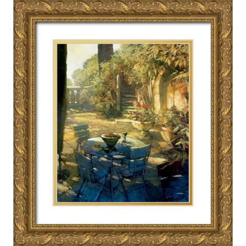 Sunlit Terrace Crillon le Brave Gold Ornate Wood Framed Art Print with Double Matting by Craig, Philip