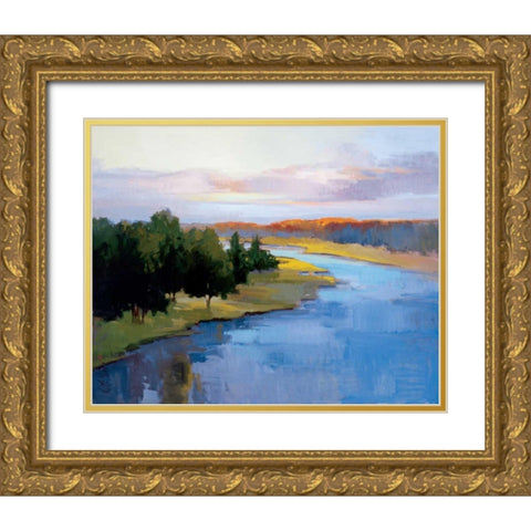 Royal River Gold Ornate Wood Framed Art Print with Double Matting by McMurry, Vicki