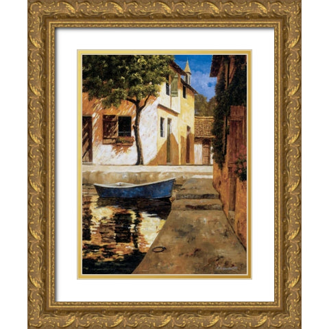 A Touch of Blue Gold Ornate Wood Framed Art Print with Double Matting by Archambault, Gilles