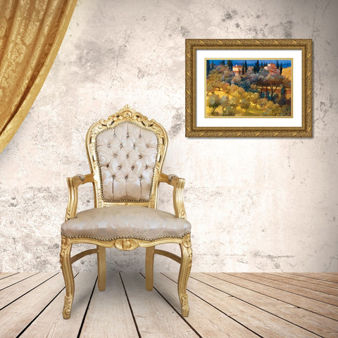 Florentine Landscape Gold Ornate Wood Framed Art Print with Double Matting by Craig, Philip