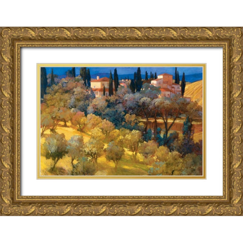 Florentine Landscape Gold Ornate Wood Framed Art Print with Double Matting by Craig, Philip