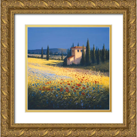 Summer Villa Gold Ornate Wood Framed Art Print with Double Matting by Short, David