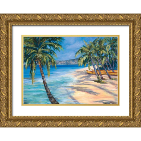 Sugar Beach Gold Ornate Wood Framed Art Print with Double Matting by Ridenour, Dana