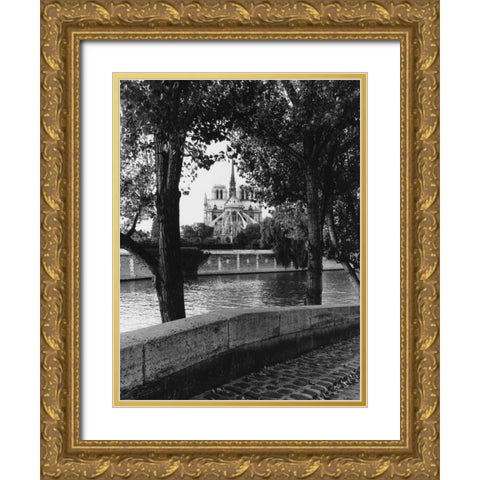 Notre Dame Gold Ornate Wood Framed Art Print with Double Matting by Davidson, Clay