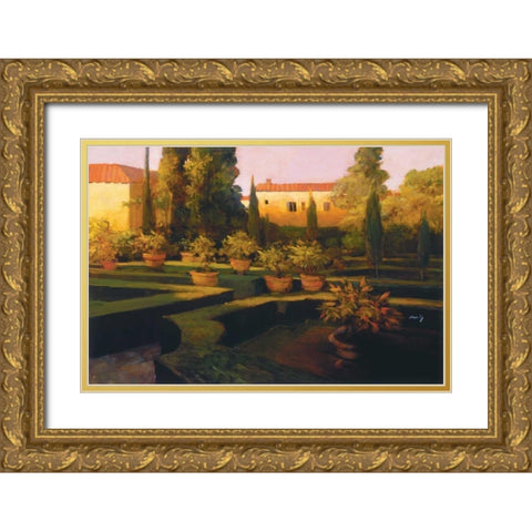 Verona Garden Gold Ornate Wood Framed Art Print with Double Matting by Craig, Philip
