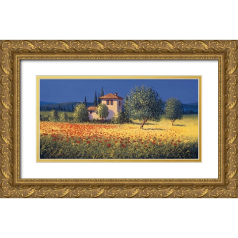 Summer Field I Gold Ornate Wood Framed Art Print with Double Matting by Short, David