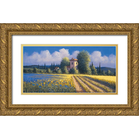 Summer Fields II Gold Ornate Wood Framed Art Print with Double Matting by Short, David