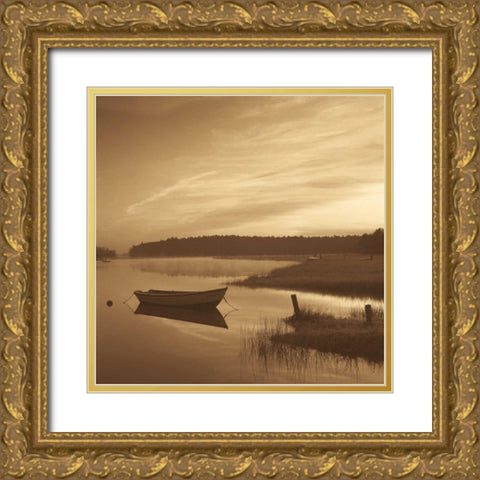 Misty Morning Gold Ornate Wood Framed Art Print with Double Matting by Sleeper, Mike