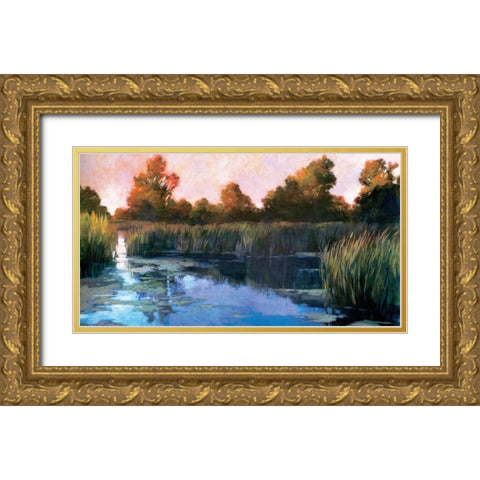 The Lily Pond Gold Ornate Wood Framed Art Print with Double Matting by Craig, Philip