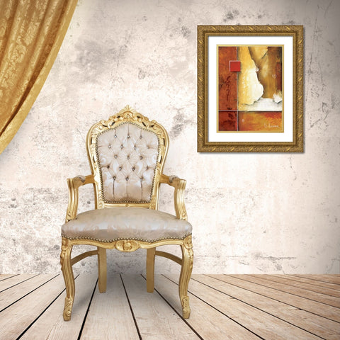 Pompeii Patterns Gold Ornate Wood Framed Art Print with Double Matting by Li-Leger, Don