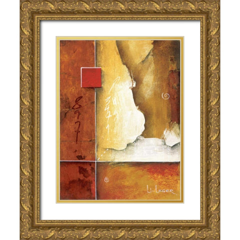 Pompeii Patterns Gold Ornate Wood Framed Art Print with Double Matting by Li-Leger, Don