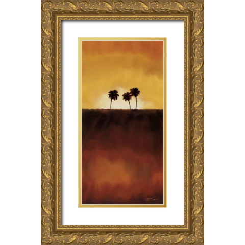 Sunset Palm I Gold Ornate Wood Framed Art Print with Double Matting by Venter, Tandi