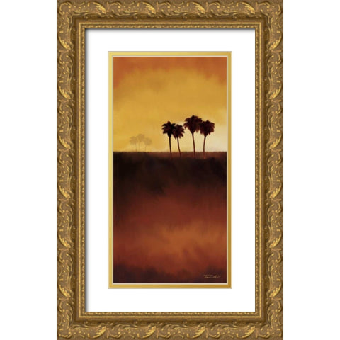 Sunset Palm II Gold Ornate Wood Framed Art Print with Double Matting by Venter, Tandi