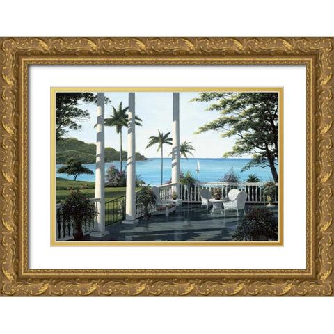 Caribbean Comfort Gold Ornate Wood Framed Art Print with Double Matting by Saunders, Bill