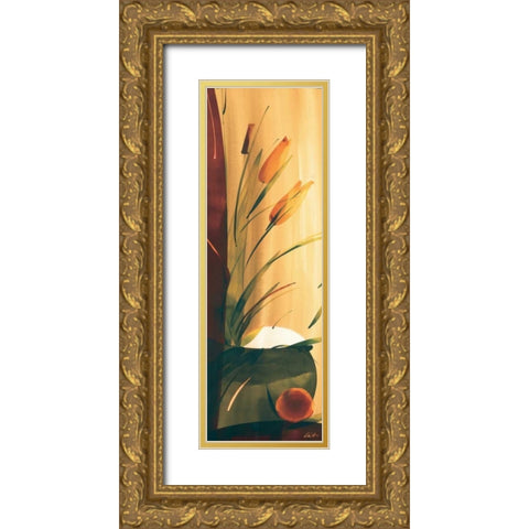 Slender Florals II Gold Ornate Wood Framed Art Print with Double Matting by Abellan, Lola