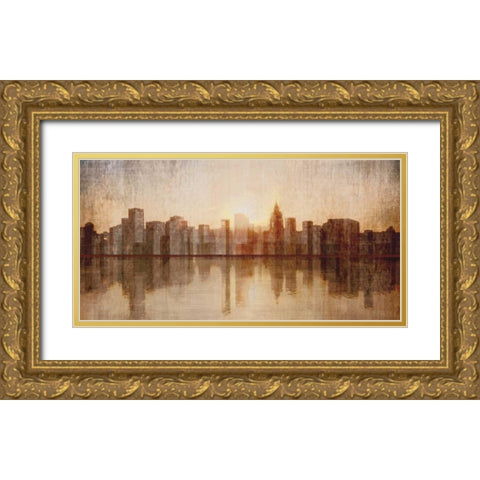 Skyline Gold Ornate Wood Framed Art Print with Double Matting by Amori