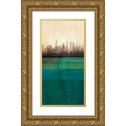 Metropolitan Jewel-Box - Emerald Gold Ornate Wood Framed Art Print with Double Matting by Amori