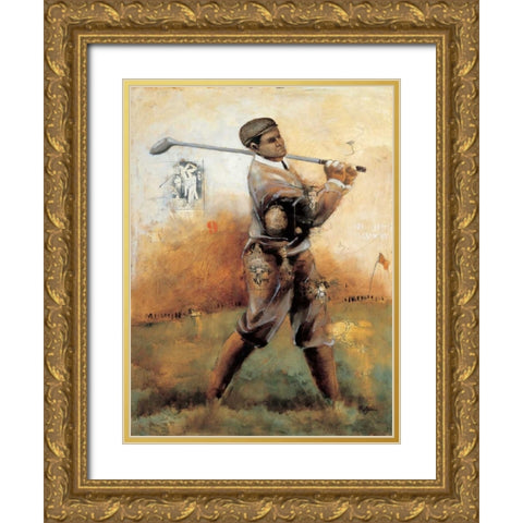 Birdie Gold Ornate Wood Framed Art Print with Double Matting by Azim, Roya