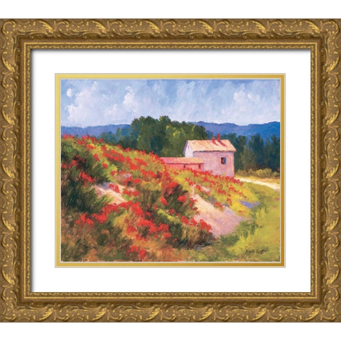 Late Spring Poppies Gold Ornate Wood Framed Art Print with Double Matting by Curt, Brigitte