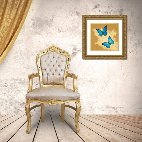 Cerulean Butterfly I Gold Ornate Wood Framed Art Print with Double Matting by Charlotte, Joanna