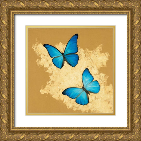 Cerulean Butterfly I Gold Ornate Wood Framed Art Print with Double Matting by Charlotte, Joanna