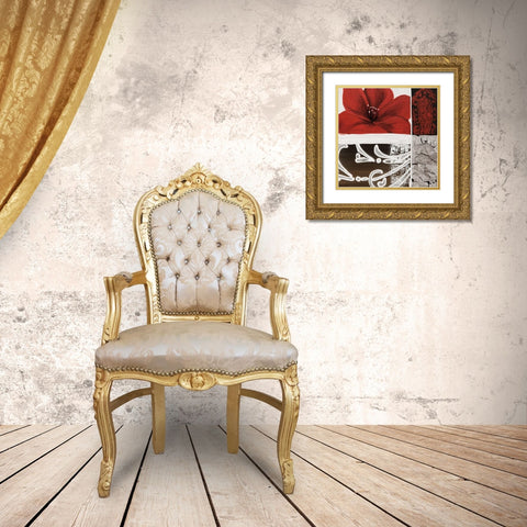 Flora I Gold Ornate Wood Framed Art Print with Double Matting by Copley , Jasmin Zara