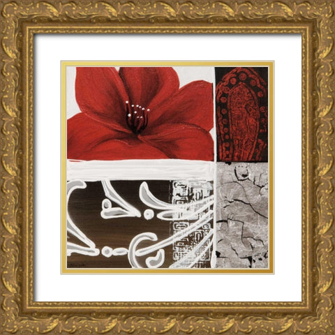 Flora I Gold Ornate Wood Framed Art Print with Double Matting by Copley , Jasmin Zara