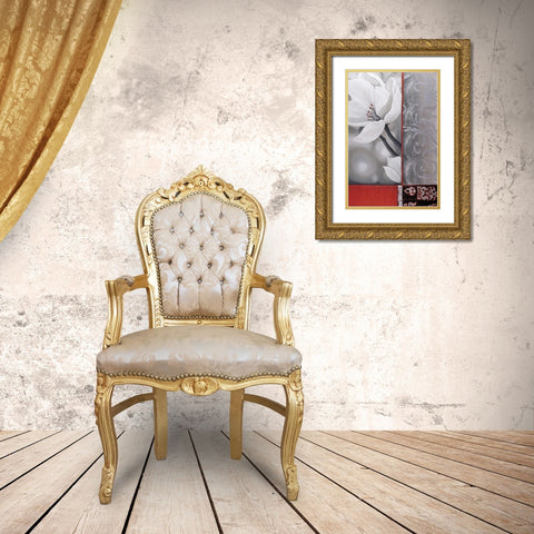 Bohemia Flora White Gold Ornate Wood Framed Art Print with Double Matting by Copley , Jasmin Zara
