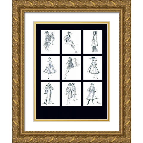 Fashion Through the Decades Gold Ornate Wood Framed Art Print with Double Matting by Shafer Edwards, Mona