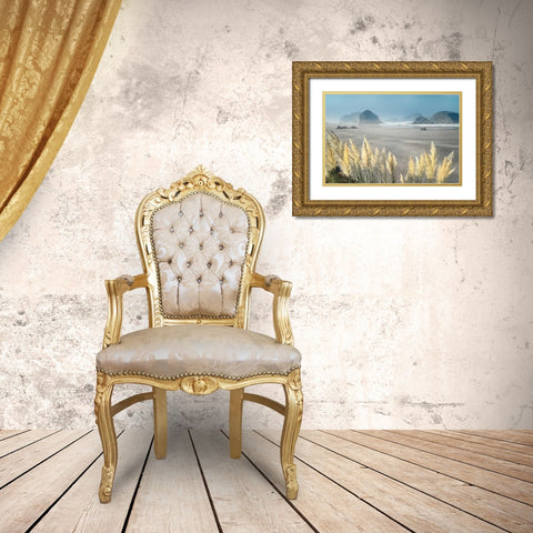 Pampas Beach Gold Ornate Wood Framed Art Print with Double Matting by Frates, Dennis