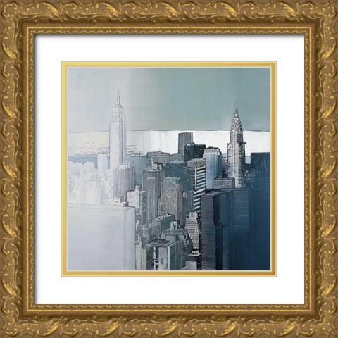Chrysler and Empire State Buildings Gold Ornate Wood Framed Art Print with Double Matting by Farre, Joan