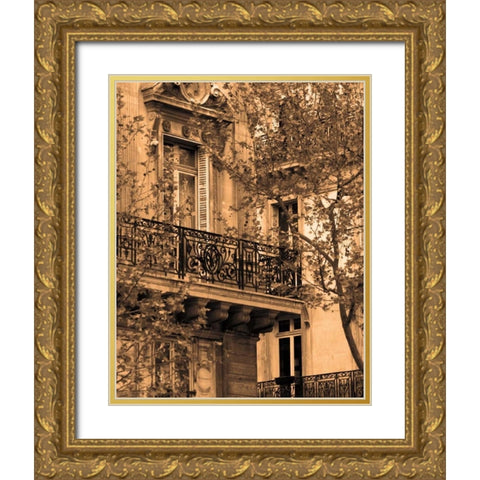 Printemps Arrive Gold Ornate Wood Framed Art Print with Double Matting by Gilboa, Marina Drasnin