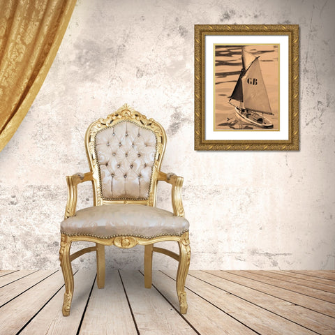 Les Petits Bateaux I Gold Ornate Wood Framed Art Print with Double Matting by Gilboa, Marina Drasnin