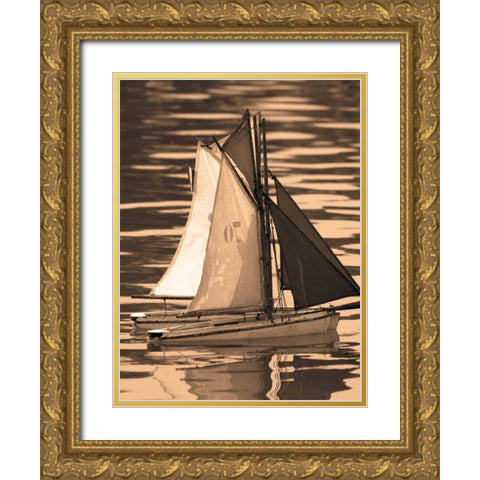 Les Petits Bateaux II Gold Ornate Wood Framed Art Print with Double Matting by Gilboa, Marina Drasnin