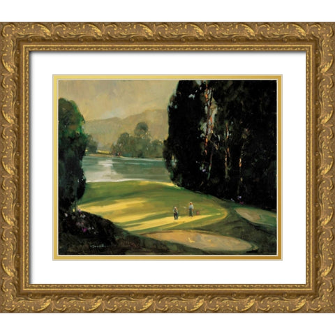 Putt for Par Gold Ornate Wood Framed Art Print with Double Matting by Goerschner, Ted