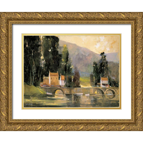 Bridge in the Cottswalds Gold Ornate Wood Framed Art Print with Double Matting by Goerschner, Ted