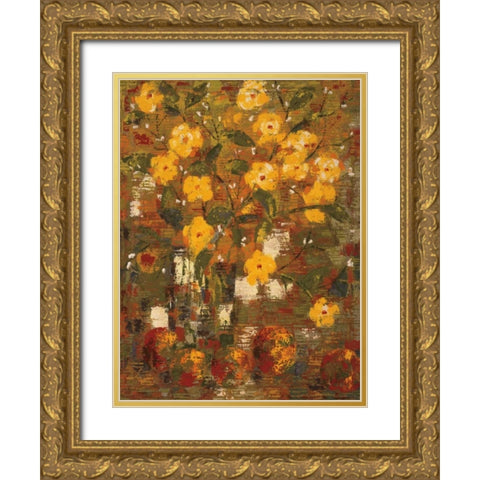 Yellow Bouquet Gold Ornate Wood Framed Art Print with Double Matting by Gojanovic, Zivana