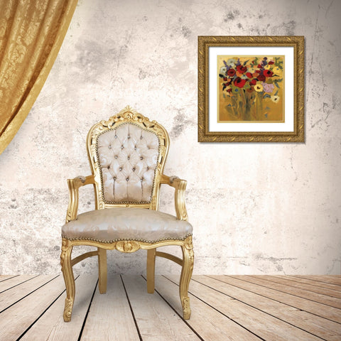 Jewel Bouquet Gold Ornate Wood Framed Art Print with Double Matting by Harwood, Jennifer