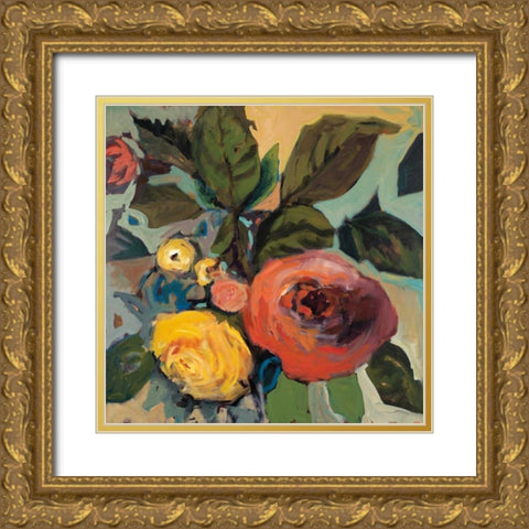 Rose Garden I Gold Ornate Wood Framed Art Print with Double Matting by Harwood, Jennifer