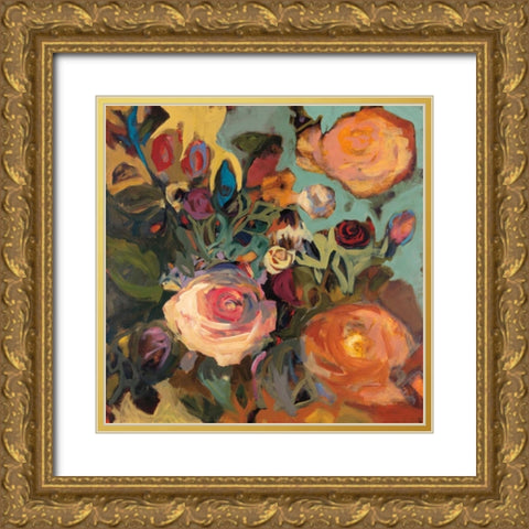 Rose Garden II Gold Ornate Wood Framed Art Print with Double Matting by Harwood, Jennifer